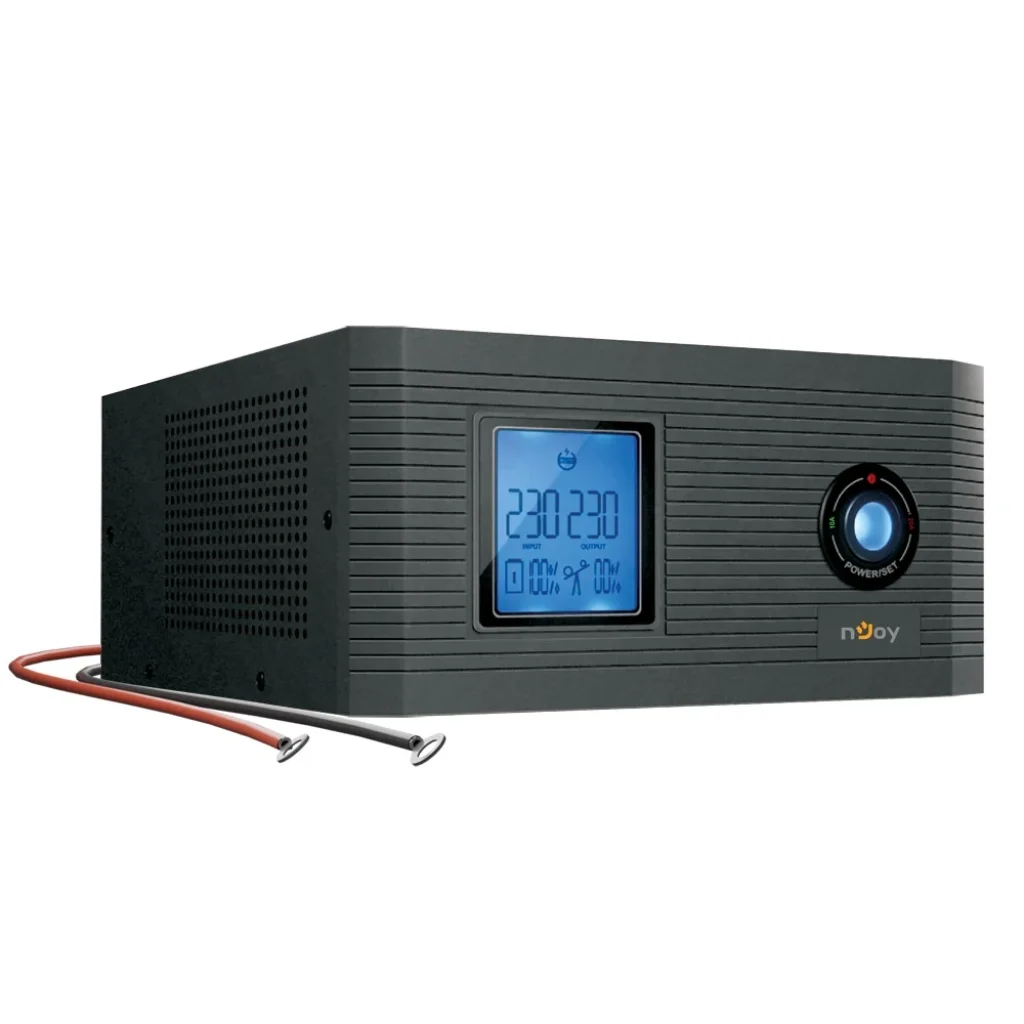 ДБЖ NJOY Aira 600 (UPCSTLP860TAICP01B), Lin.int., 2 x Schuko, LCD, пластик під зовнішній АКБ 40-200Ah UA