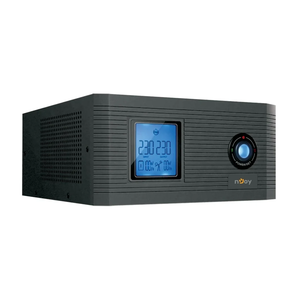 ДБЖ NJOY Aira 600 (UPCSTLP860TAICP01B), Lin.int., 2 x Schuko, LCD, пластик під зовнішній АКБ 40-200Ah UA