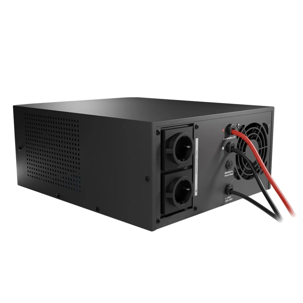 ДБЖ NJOY Aira 600 (UPCSTLP860TAICP01B), Lin.int., 2 x Schuko, LCD, пластик під зовнішній АКБ 40-200Ah UA