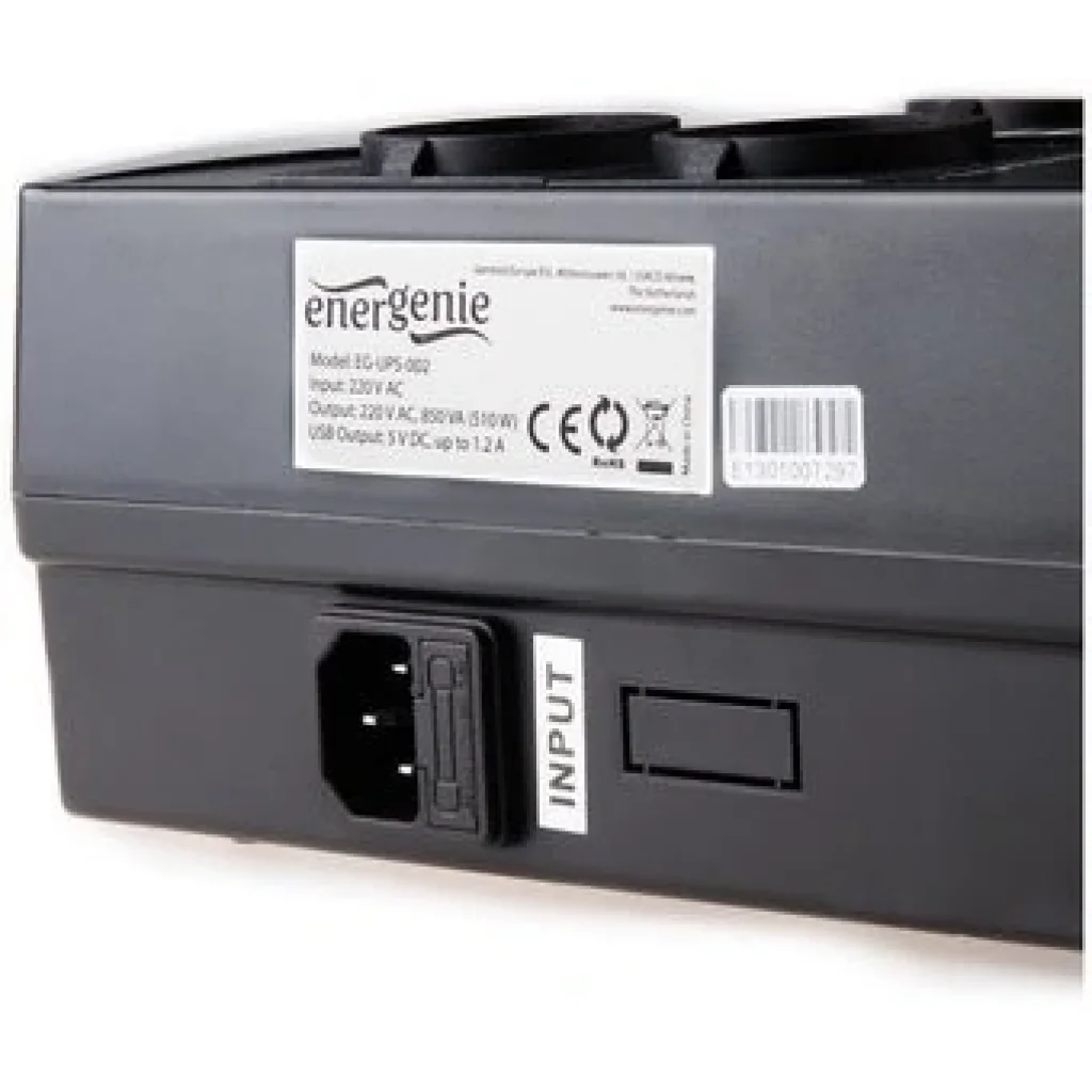 ДБЖ EnerGenie EG-UPS-002 850VA, Line Int., AVR, 4xSchuko, USB UA