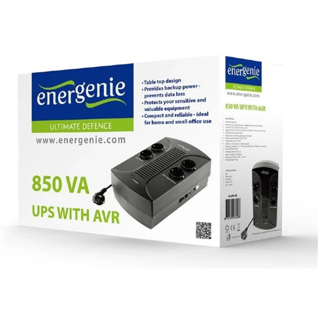 ДБЖ EnerGenie EG-UPS-002 850VA, Line Int., AVR, 4xSchuko, USB UA