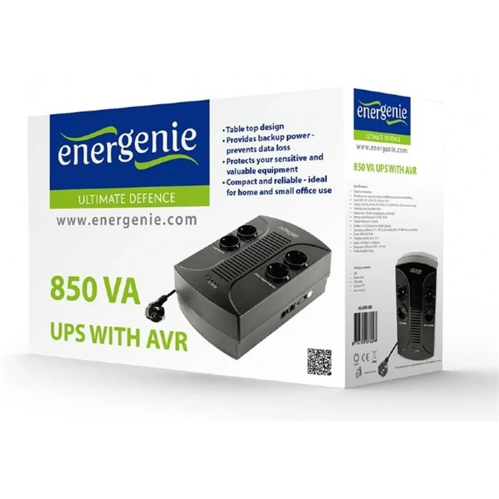 ДБЖ EnerGenie EG-UPS-002 850VA, Line Int., AVR, 4xSchuko, USB UA