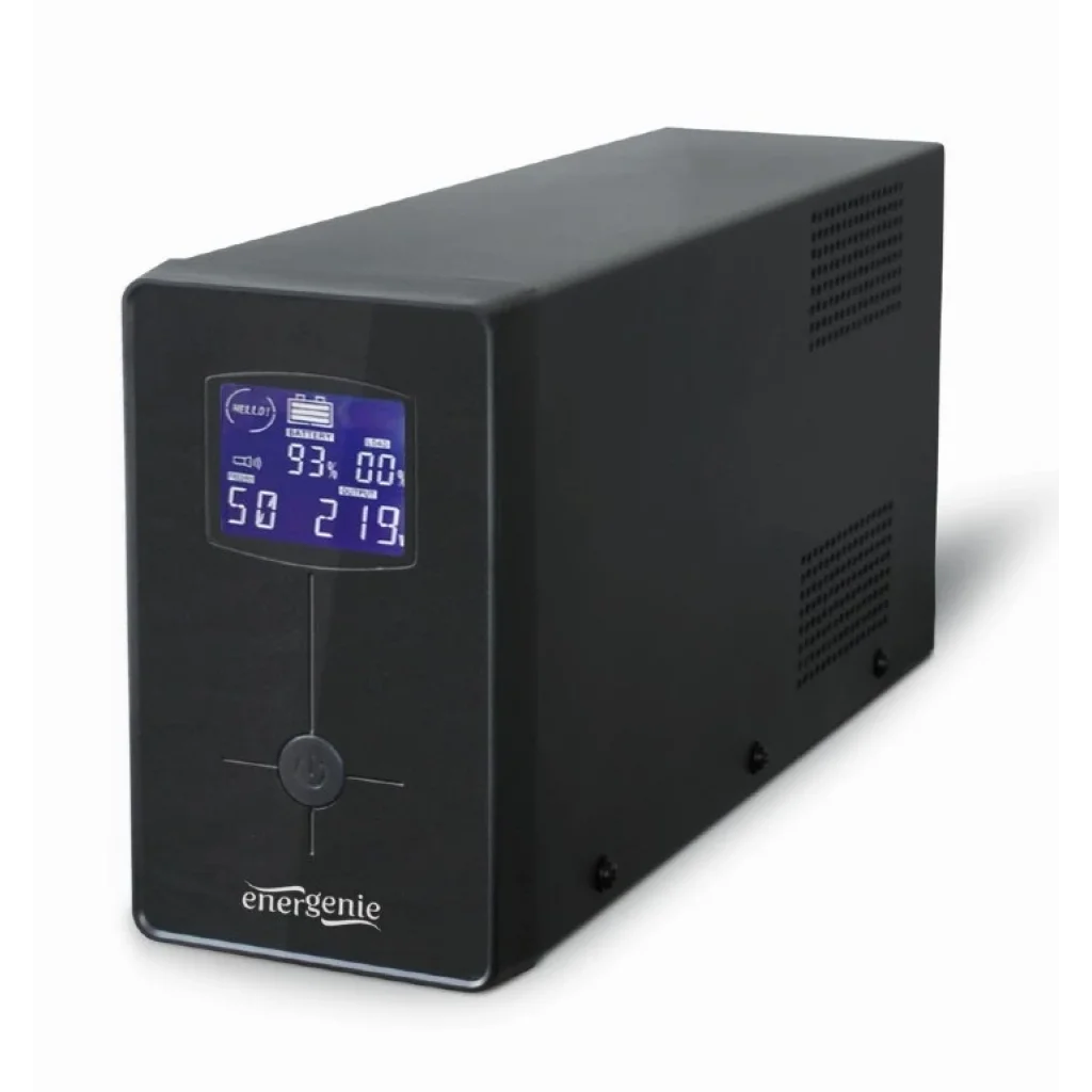 ДБЖ EnerGenie EG-UPS-034 1500VA, Line Int., AVR, 3xIEC+2xSchuko, USB, LCD, RJ11 UA