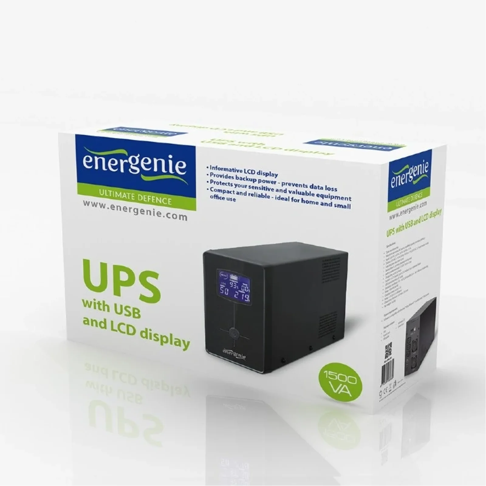 ИБП EnerGenie EG-UPS-034 1500VA, Line Int., AVR, 3xIEC+2xSchuko, USB, LCD, RJ11 UA