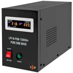 ДБЖ LogicPower LPY-B-PSW-1500VA+ (1050Вт)10A/15A, Lin.int., AVR, 2 x євро, метал, LP4130 UA