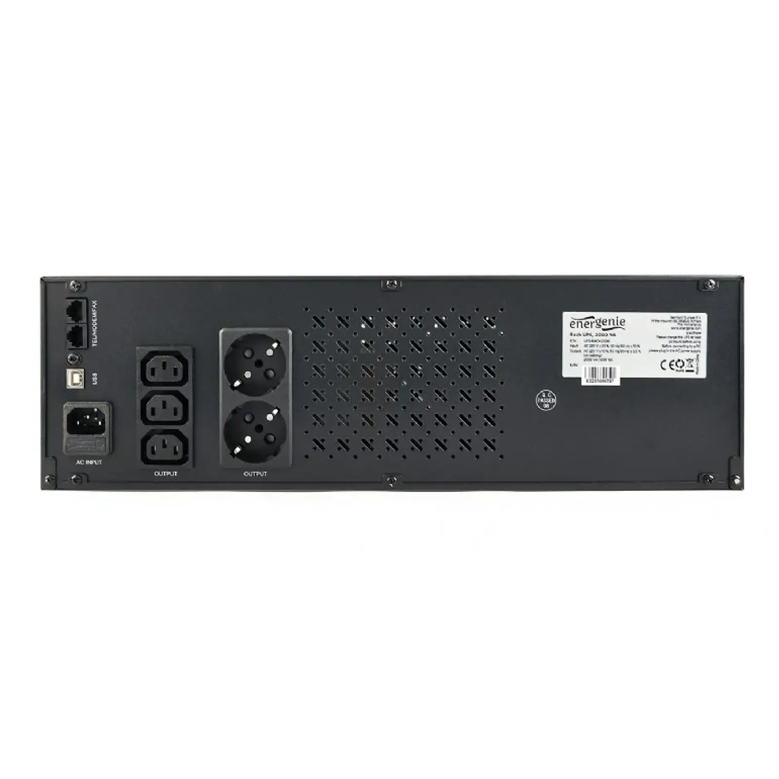 ИБП EnerGenie UPS-RACK-1500 1500VA, Line Int., AVR, 3xIEC+2xSchuko, USB, LCD, RJ11 UA