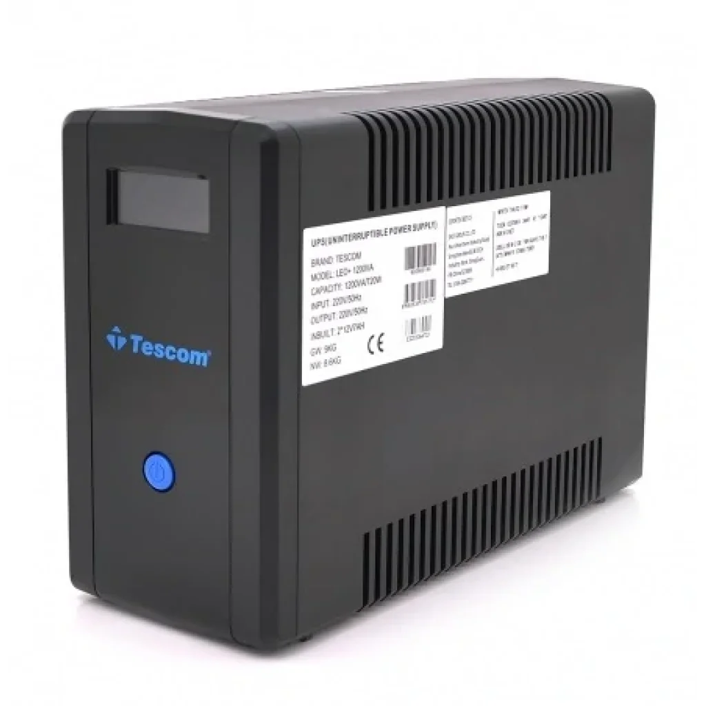 ИБП Tescom TCM1200 (720W), LCD, AVR, 4xSchuko, 2x12V7Ah, RS232, USB, RJ45, пластик (TCM1200/29693) UA