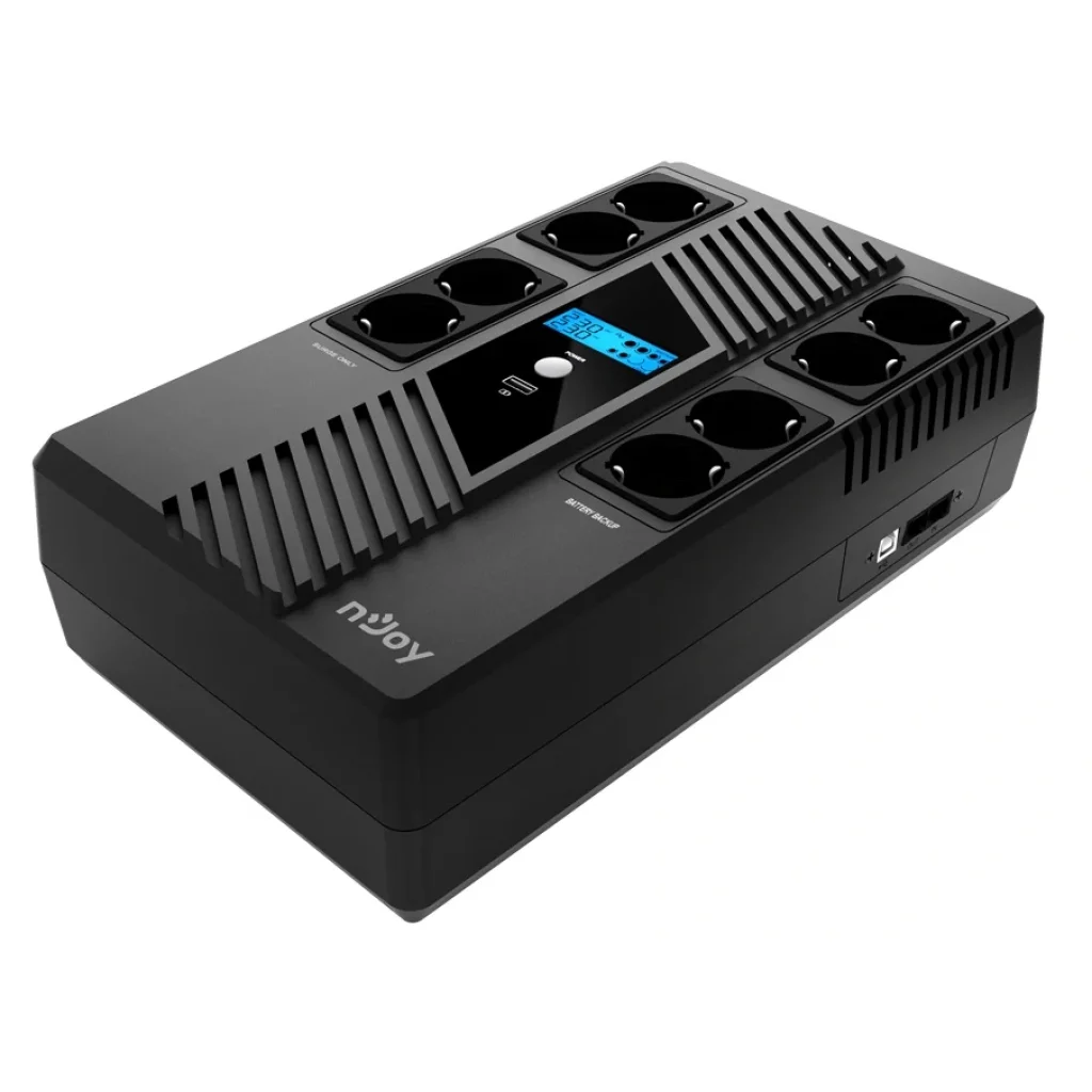 ДБЖ NJOY Token 800 (UPCSBLS680TTOAZ01B), Lin.int., 8 x Schuko, USB, LCD, пластик UA