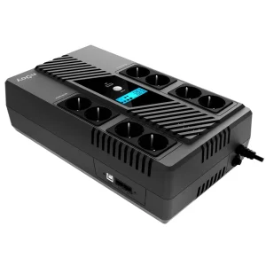 ДБЖ NJOY Token 800 (UPCSBLS680TTOAZ01B), Lin.int., 8 x Schuko, USB, LCD, пластик UA