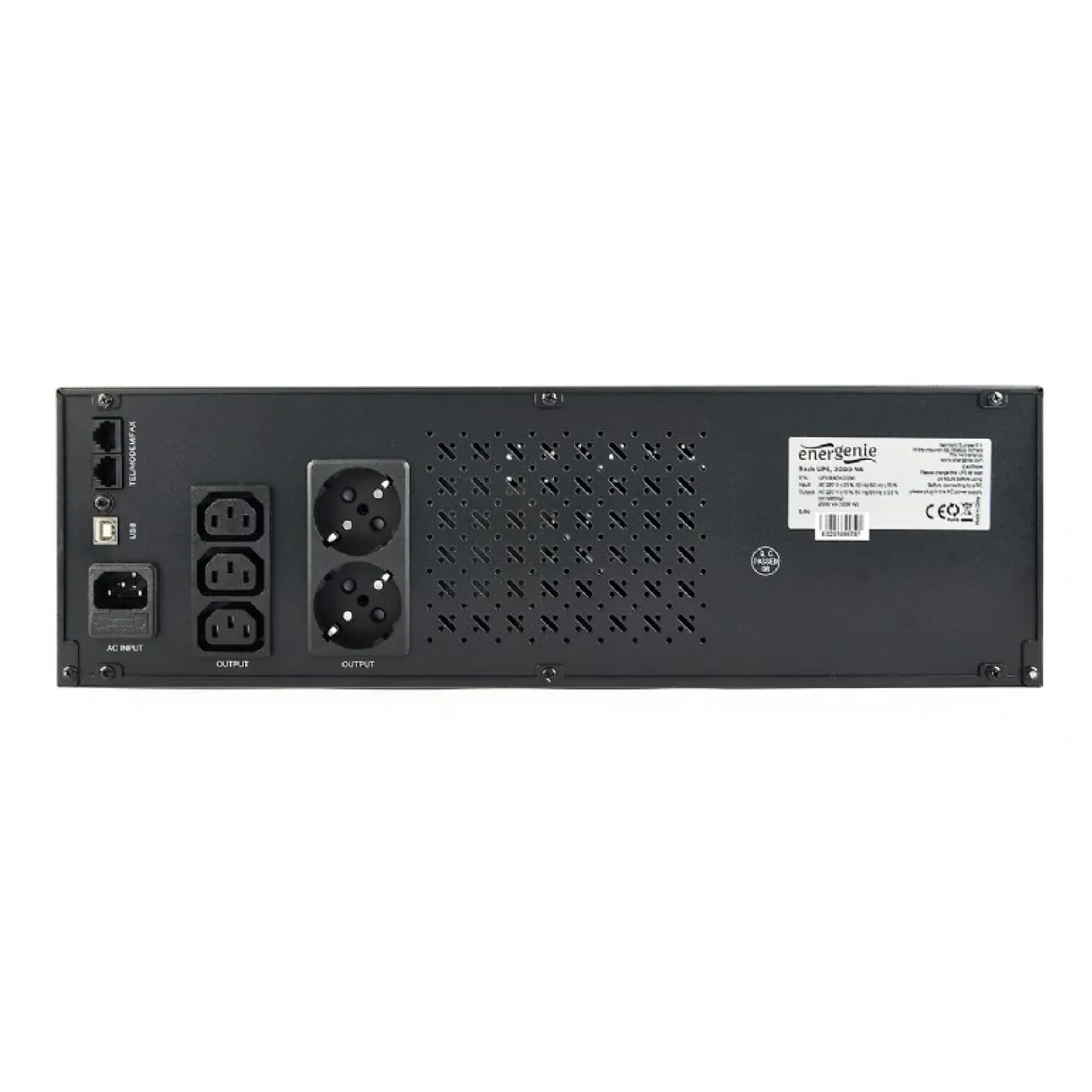 ИБП EnerGenie UPS-RACK-2000 2000VA, Line Int., AVR, 3xIEC+2xSchuko, USB, LCD, RJ11 UA