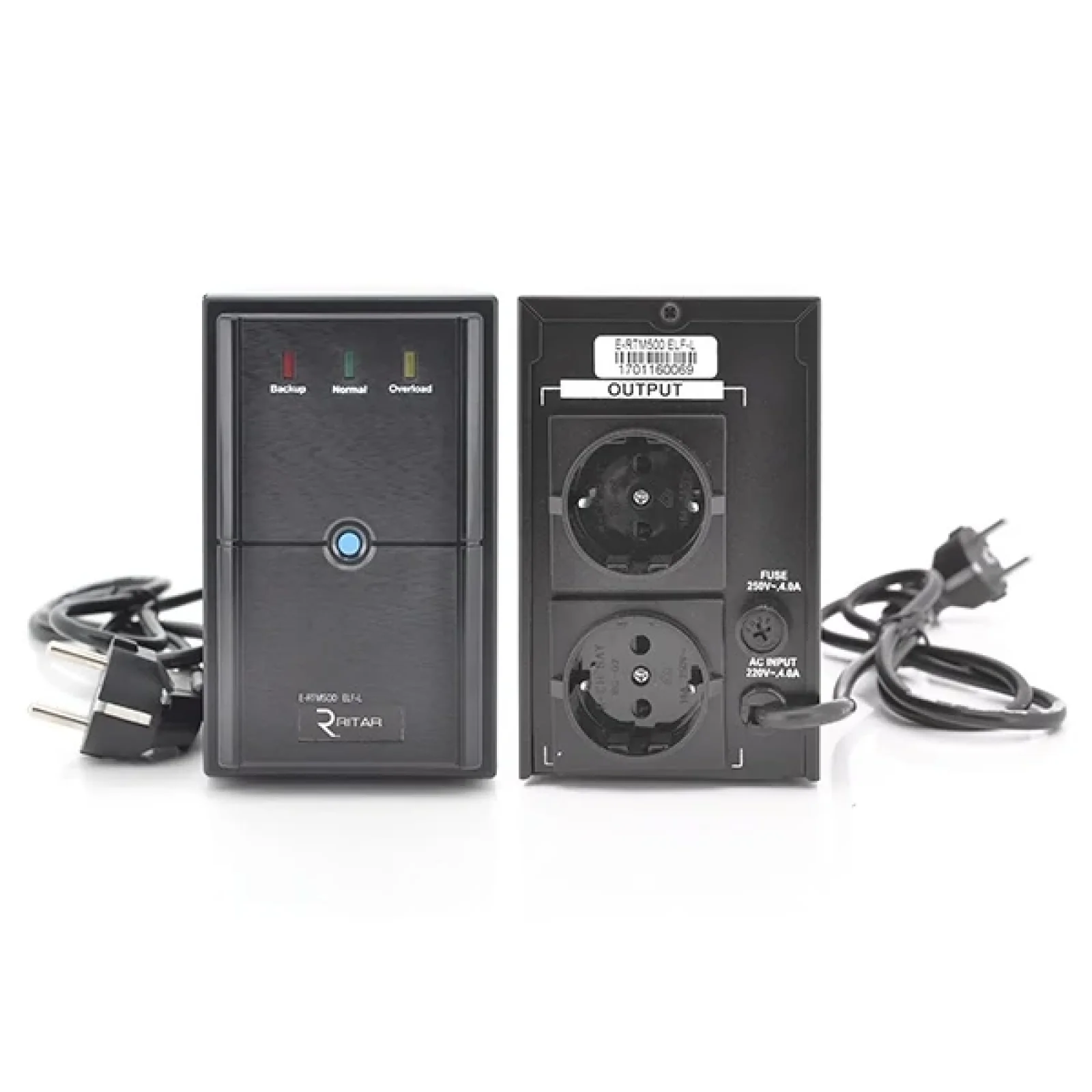ДБЖ Ritar E-RTM500 ELF-L 300W, Lin.int., AVR, 2xSchuko, метал (E-RTM500L/09815) UA