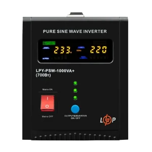 ДБЖ LogicPower LPY-PSW-1000VA+, Lin.int., AVR, 2 x евро, LCD, метал, з правильною синусоїдою 12V, LP22871 UA