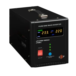 ДБЖ LogicPower LPY-PSW-1000VA+, Lin.int., AVR, 2 x евро, LCD, метал, з правильною синусоїдою 12V, LP22871 UA