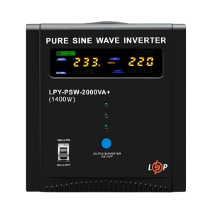 ДБЖ LogicPower LPY-PSW-2000VA+, Lin.int., AVR, 2 x евро, LCD, метал, з правильною синусоїдою 24V, LP22873 UA