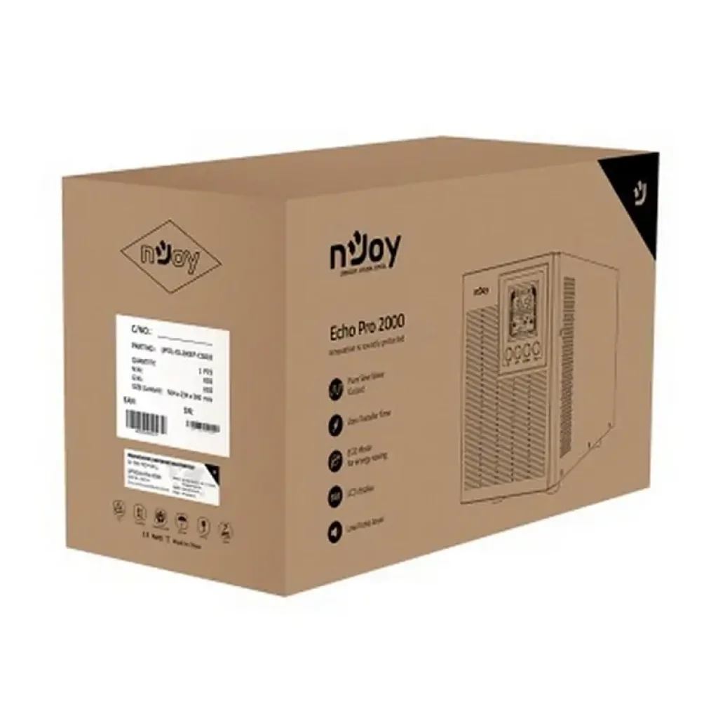 ДБЖ NJOY Echo Pro 2000 (UPOL-OL200EP-CG01B), Online, 4 x Schuko, USB, LCD, метал UA