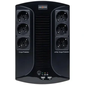 ДБЖ LogicPower 650VA-6PS, Lin.int., AVR, 6 x євро, пластик, LP4324 UA