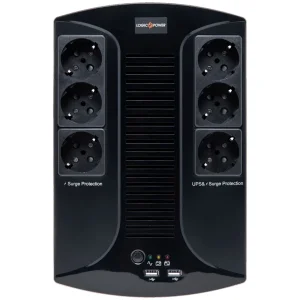 ДБЖ LogicPower 850VA-6PS, Lin.int., AVR, 6 x євро, пластик, LP4325 UA