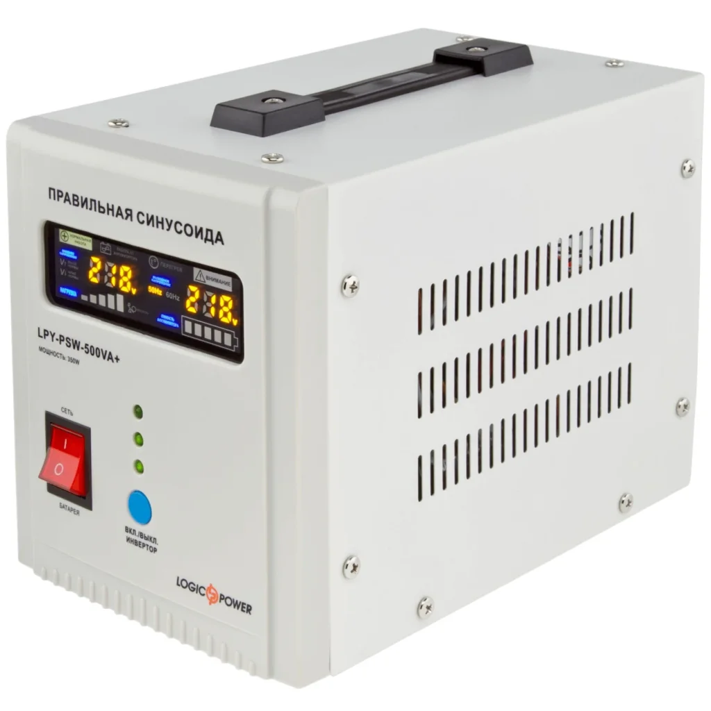 ДБЖ LogicPower LPY-PSW-500VA+, Lin.int., AVR, 2 x євро, LCD, метал, з правильною синусоїдою 12V, LP4152 UA