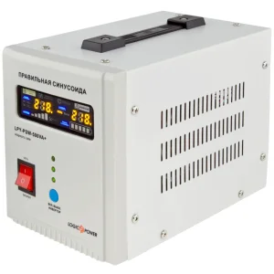 ДБЖ LogicPower LPY-PSW-500VA+, Lin.int., AVR, 2 x євро, LCD, метал, з правильною синусоїдою 12V, LP4152 UA
