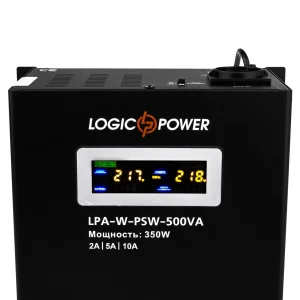 ДБЖ LogicPower LPA-W-PSW-500VA (350Вт)2A/5A/10A, Lin.int., AVR, 1 x євро, LCD, метал, з правильною синусоїдою, 12V, настінний, LP7145 UA