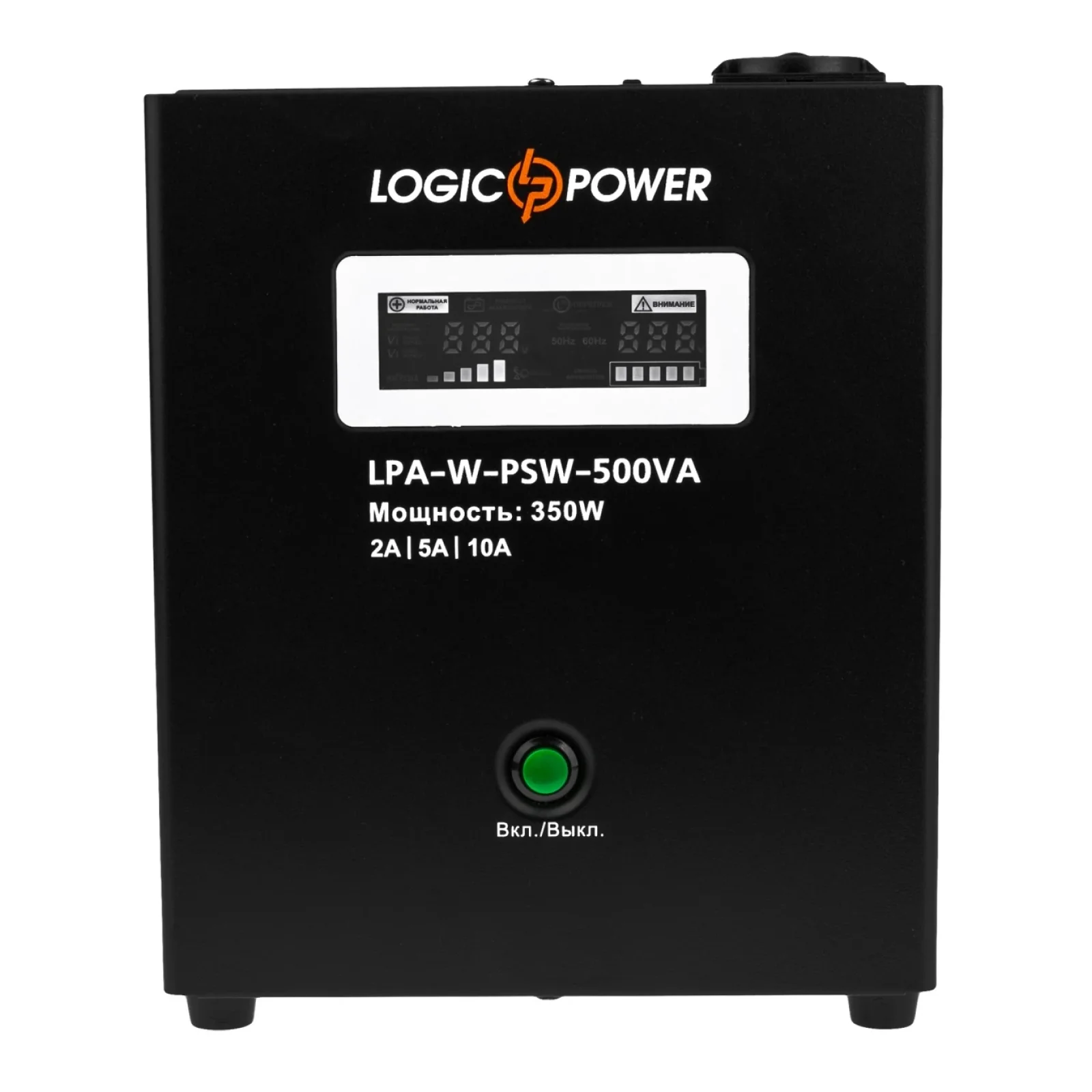 ДБЖ LogicPower LPA-W-PSW-500VA (350Вт)2A/5A/10A, Lin.int., AVR, 1 x євро, LCD, метал, з правильною синусоїдою, 12V, настінний, LP7145 UA