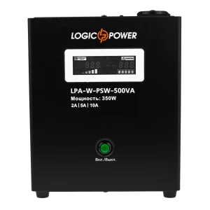 ДБЖ LogicPower LPA-W-PSW-500VA (350Вт)2A/5A/10A, Lin.int., AVR, 1 x євро, LCD, метал, з правильною синусоїдою, 12V, настінний, LP7145 UA