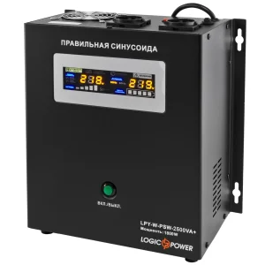 ДБЖ LogicPower LPY-W-PSW-2500VA+(1800Вт)10A/20A, Lin.int., AVR, 2 x євро, USB, LCD, метал, LP10342 UA