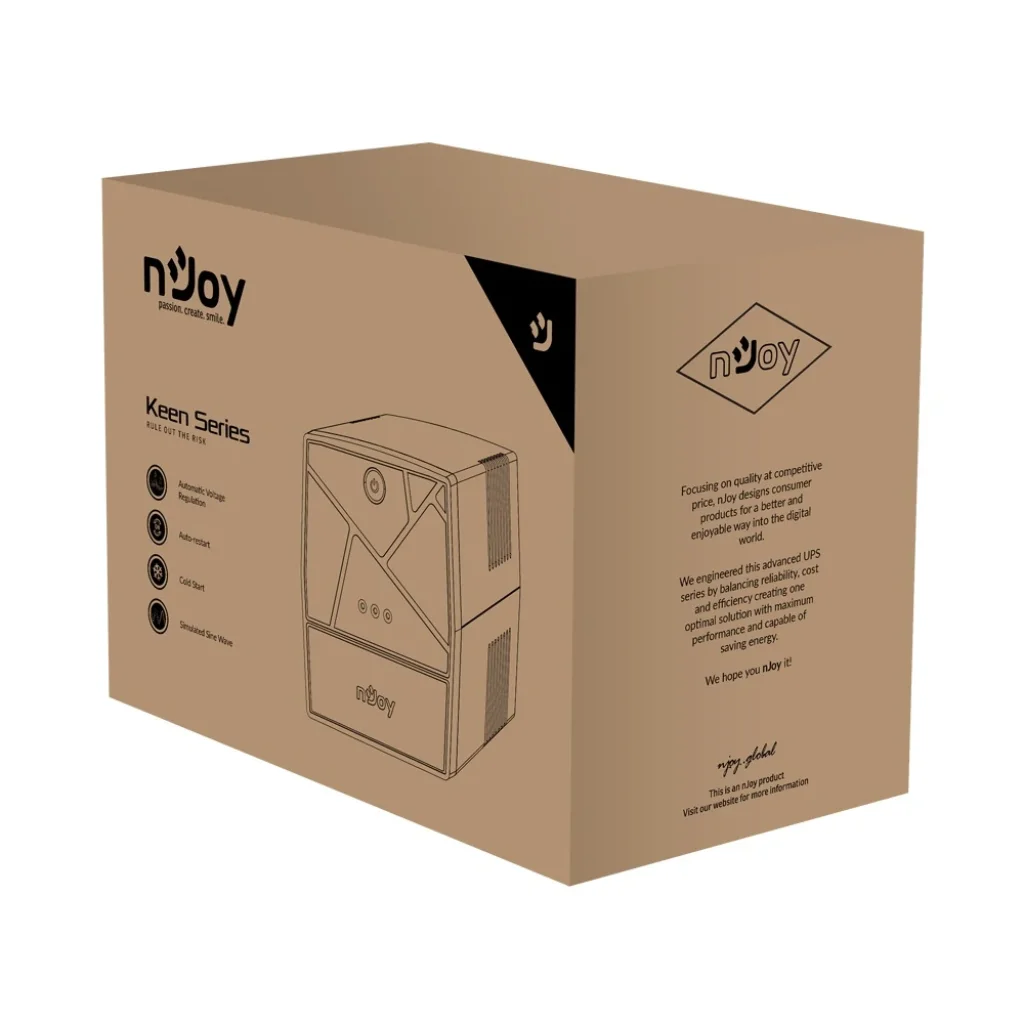 ДБЖ NJOY Keen 1000 (UPLI-LI100KE-CG01B) Lin.int., AVR, 4 x євро, пластик UA