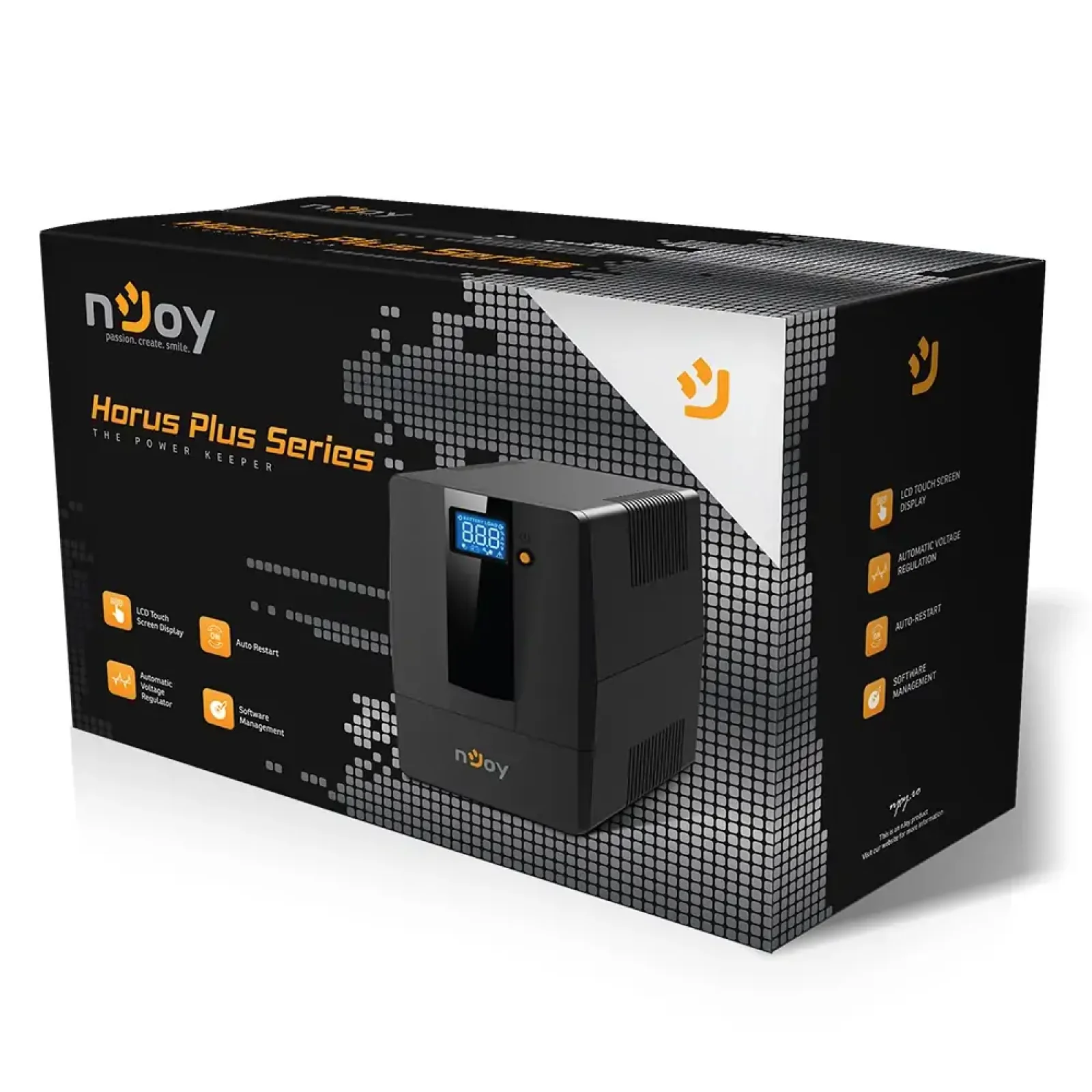 ИБП NJOY Horus Plus 1500 (PWUP-LI150H1-AZ01B) Lin.int., AVR, 4 x евро, USB, LCD, пластик, Horus Plus 1500 USB UA
