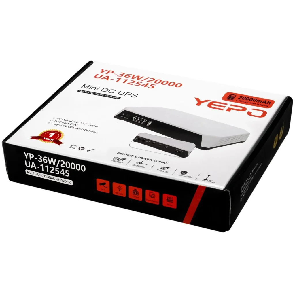 Джерело безперебійного живлення Yepo Mini DC-UPS YP-36W/20000mAh LiFePO4 DC-5V/9V/12V (UA-112545) UA
