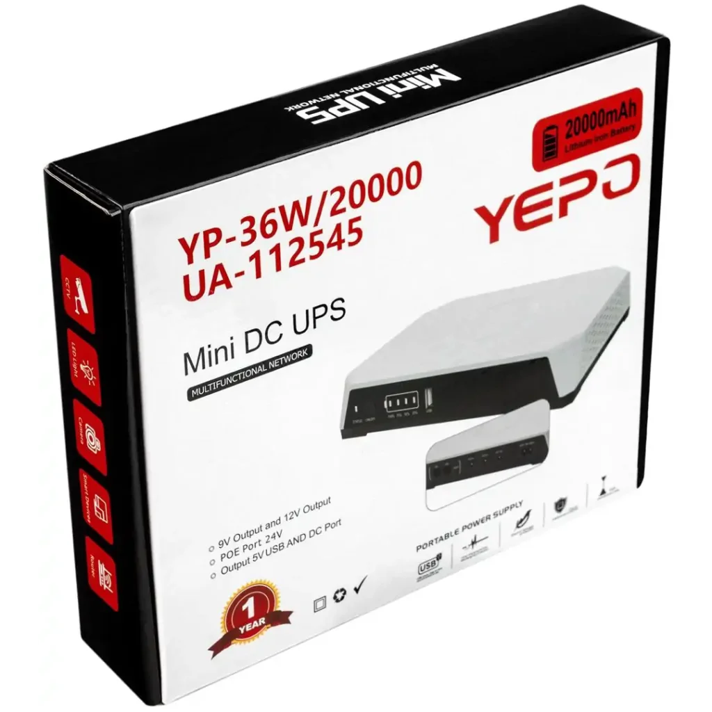 Джерело безперебійного живлення Yepo Mini DC-UPS YP-36W/20000mAh LiFePO4 DC-5V/9V/12V (UA-112545) UA