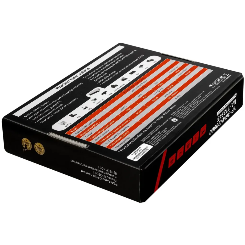 Джерело безперебійного живлення Yepo Mini DC-UPS YP-36W/20000mAh LiFePO4 DC-5V/9V/12V (UA-112545) UA