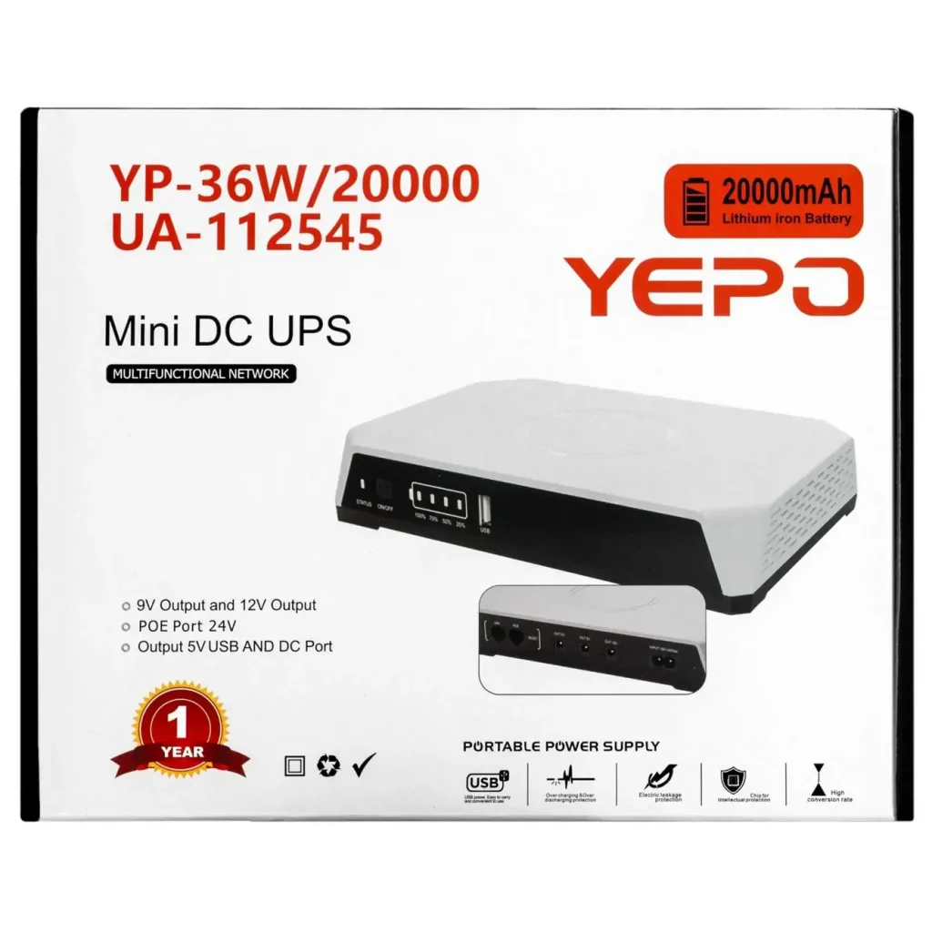 Джерело безперебійного живлення Yepo Mini DC-UPS YP-36W/20000mAh LiFePO4 DC-5V/9V/12V (UA-112545) UA