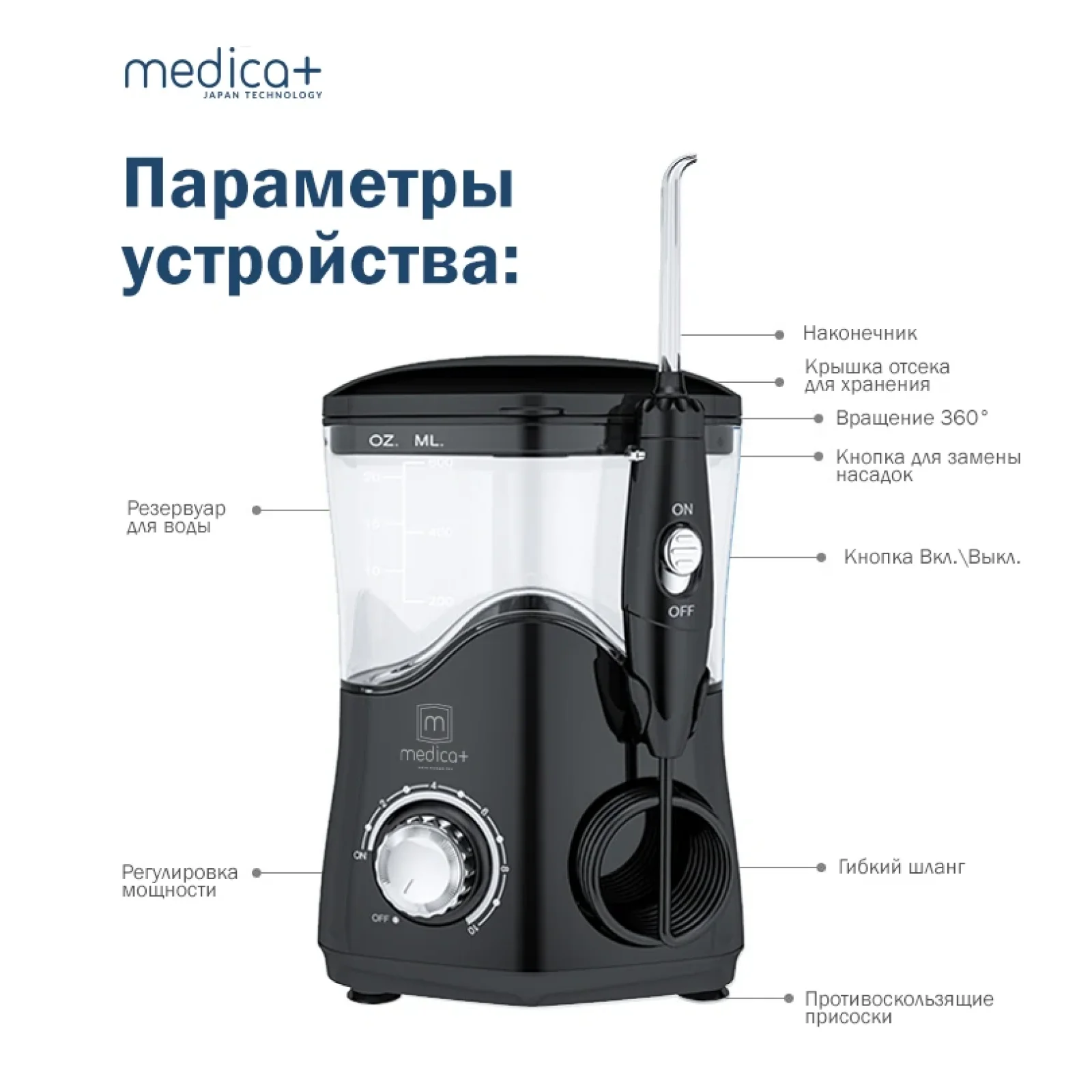 Стационарный ирригатор Medica+ ProWater Stantion 7.0 (MP-102936), 6920674300388 UA