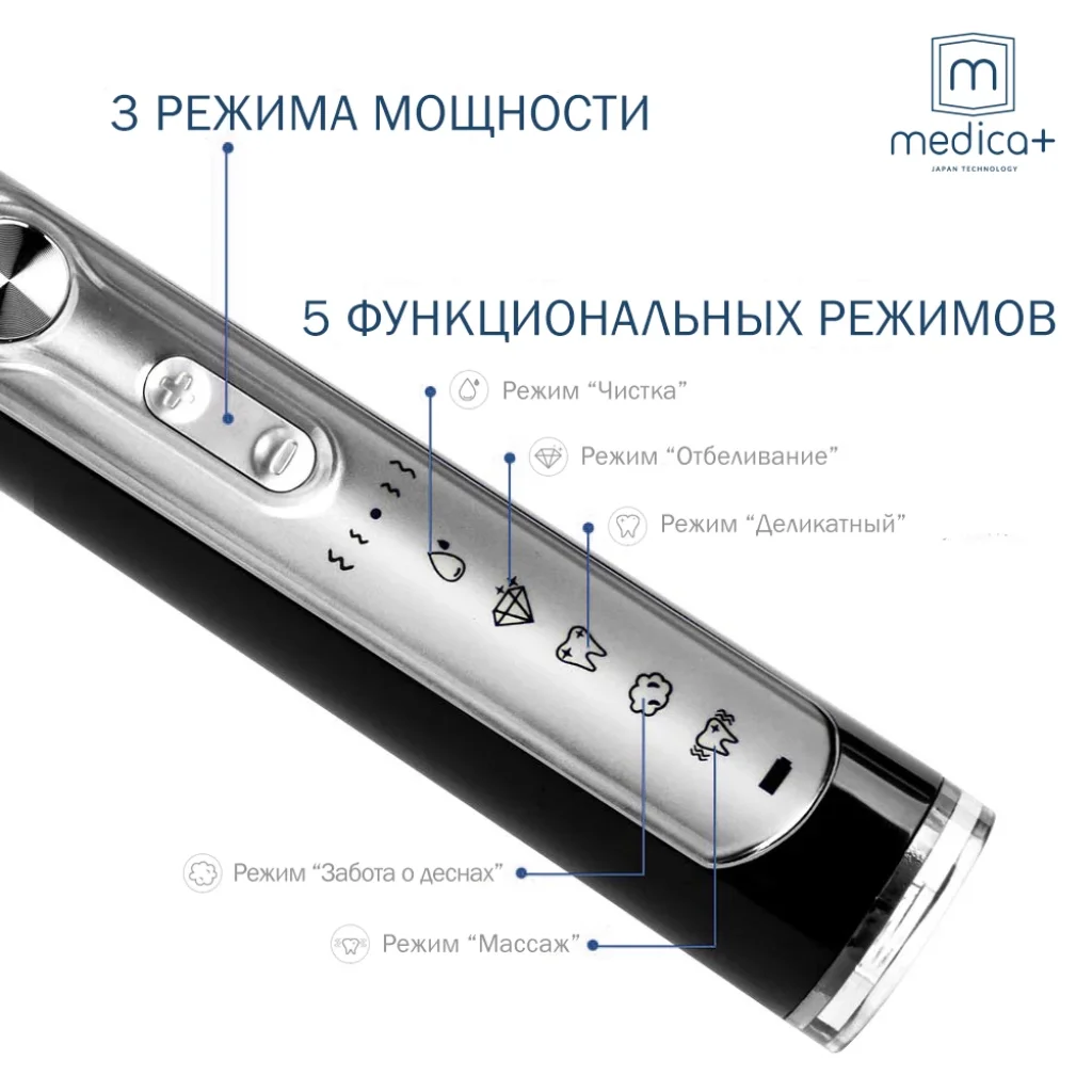 Ультразвукова зубна щітка Medica+ Probrush 9.0 (Ultasonic) Black (MD-102973), 8005125501076 UA