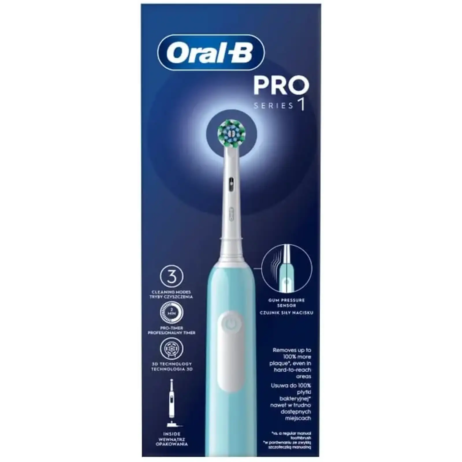 Зубна електрощітка Braun Oral-B Pro1 D305.513.3 CrossAction Caribbean Blue UA