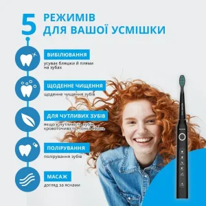 Електрична зубна щітка Pecham Black Travel PC-080, 0290119080103 UA