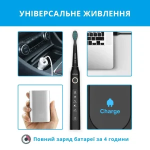 Електрична зубна щітка Pecham Black Travel PC-080, 0290119080103 UA