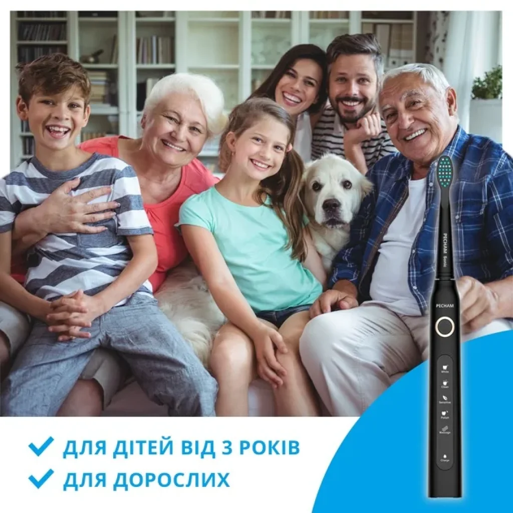 Електрична зубна щітка Pecham Black Travel PC-080, 0290119080103 UA