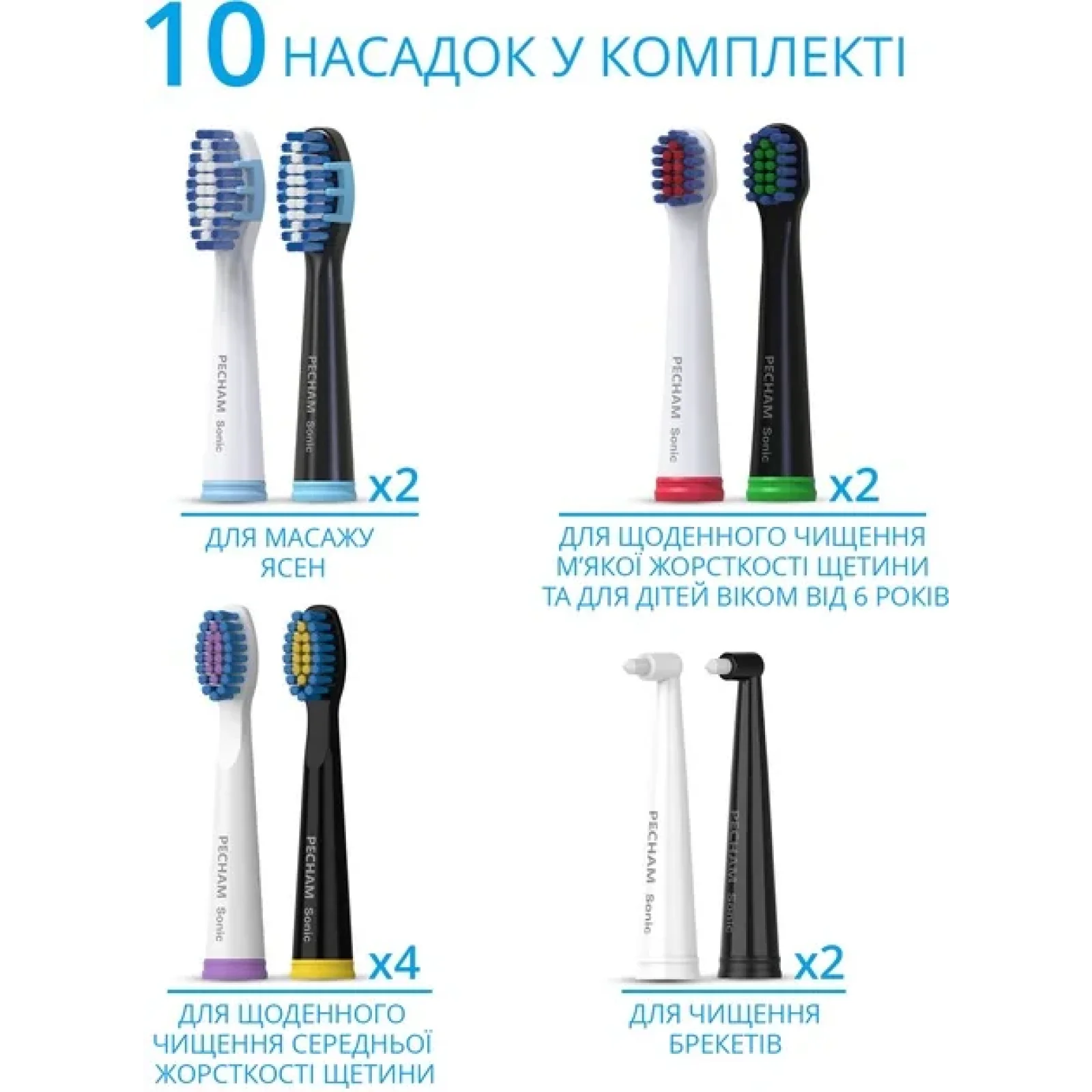 Набір зубних щіток Pecham Black and White Travel Set PC-084 (0290119010100) UA