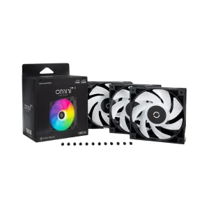 Вентилятор Tecware Omni P12 - 3-Fan Pack (Black) ARGB + PWM 120mm Fans (TWAC-OMP12-3BK), 120x120x25мм, 3-pin, чорний з білим UA