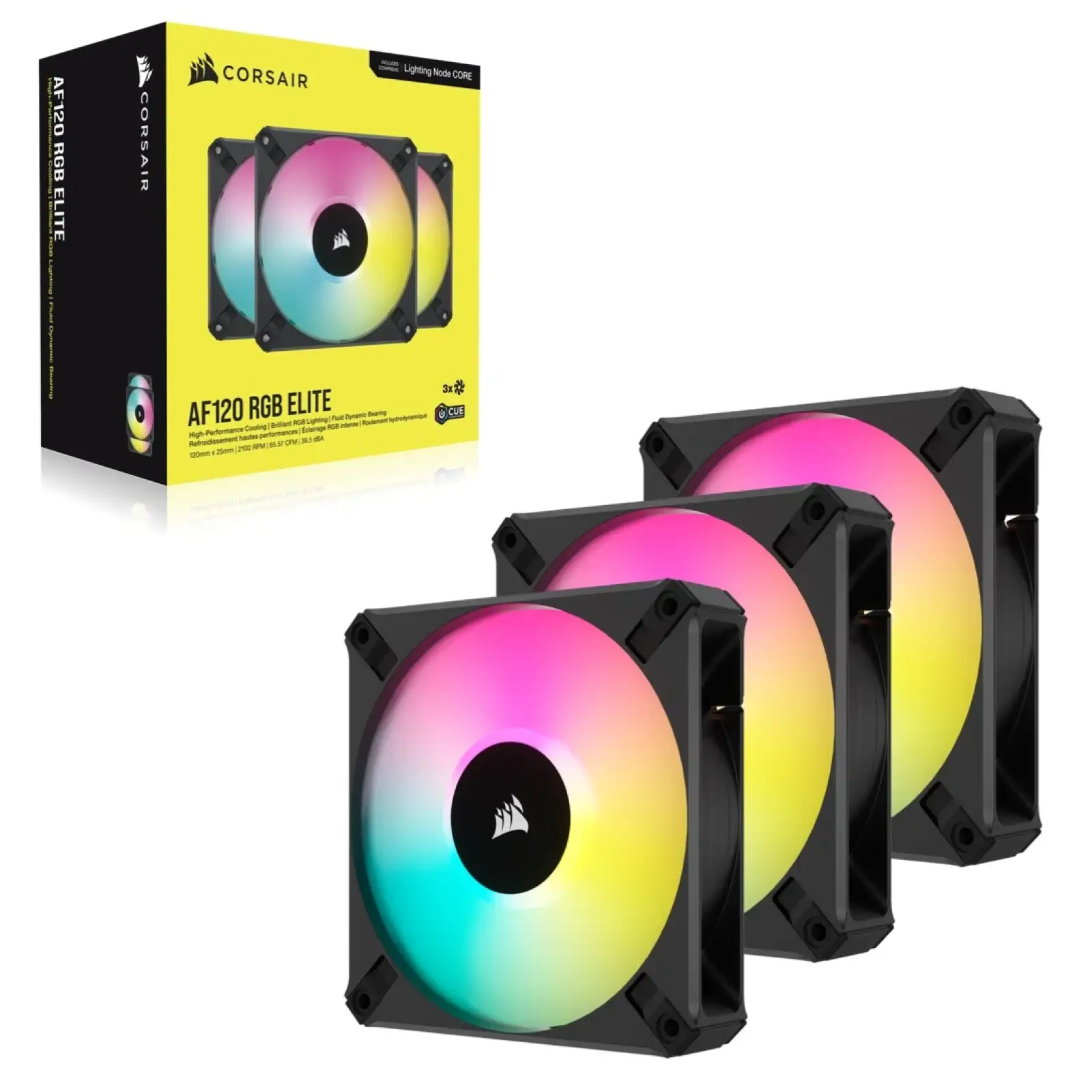 Вентилятор Corsair AF120 RGB Elite Triple Pack (CO-9050154-WW), 120x120x25мм, 4-pin PWM, чорний UA