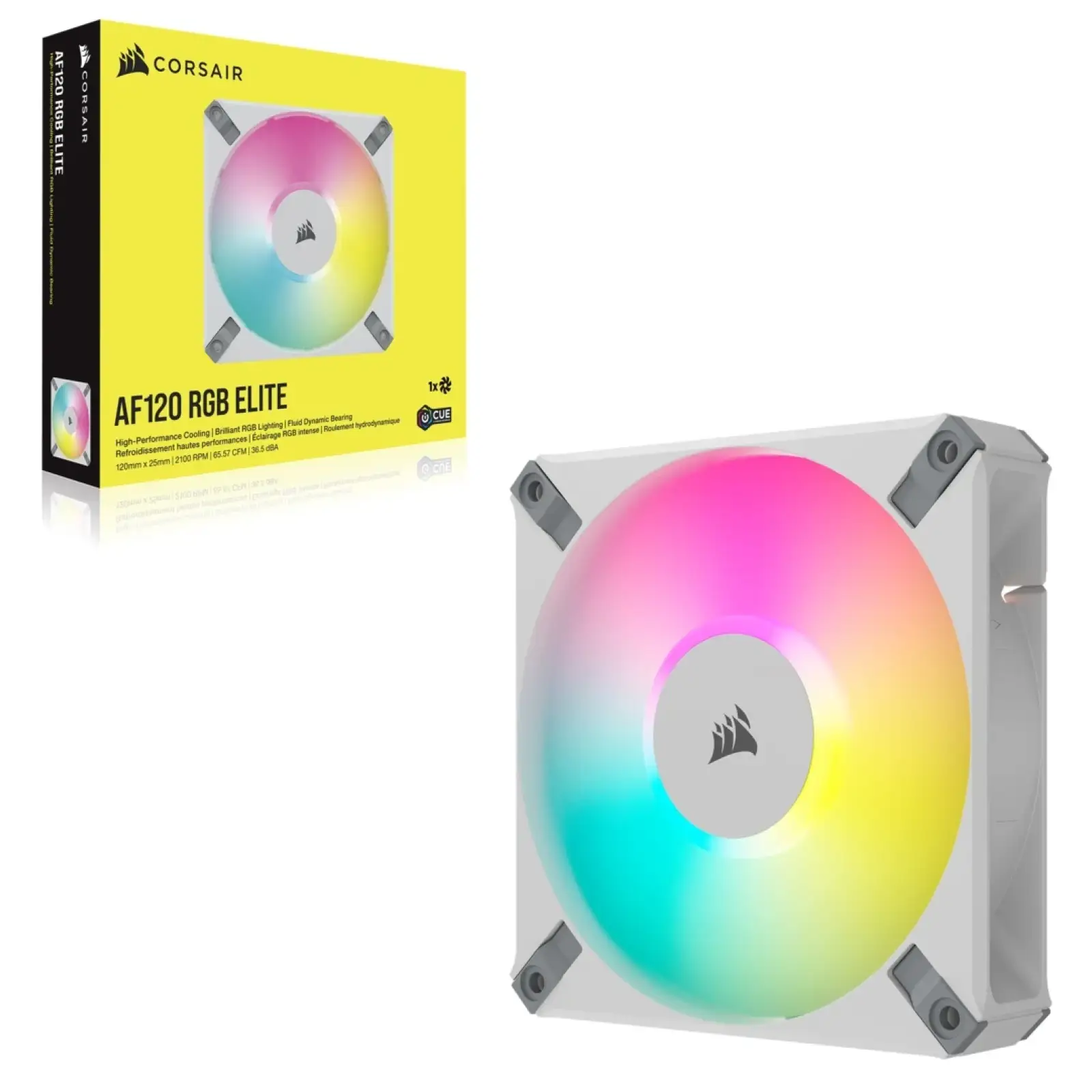 Вентилятор Corsair AF120 RGB Elite White (CO-9050157-WW), 120x120x25мм, 4-pin PWM, білий UA