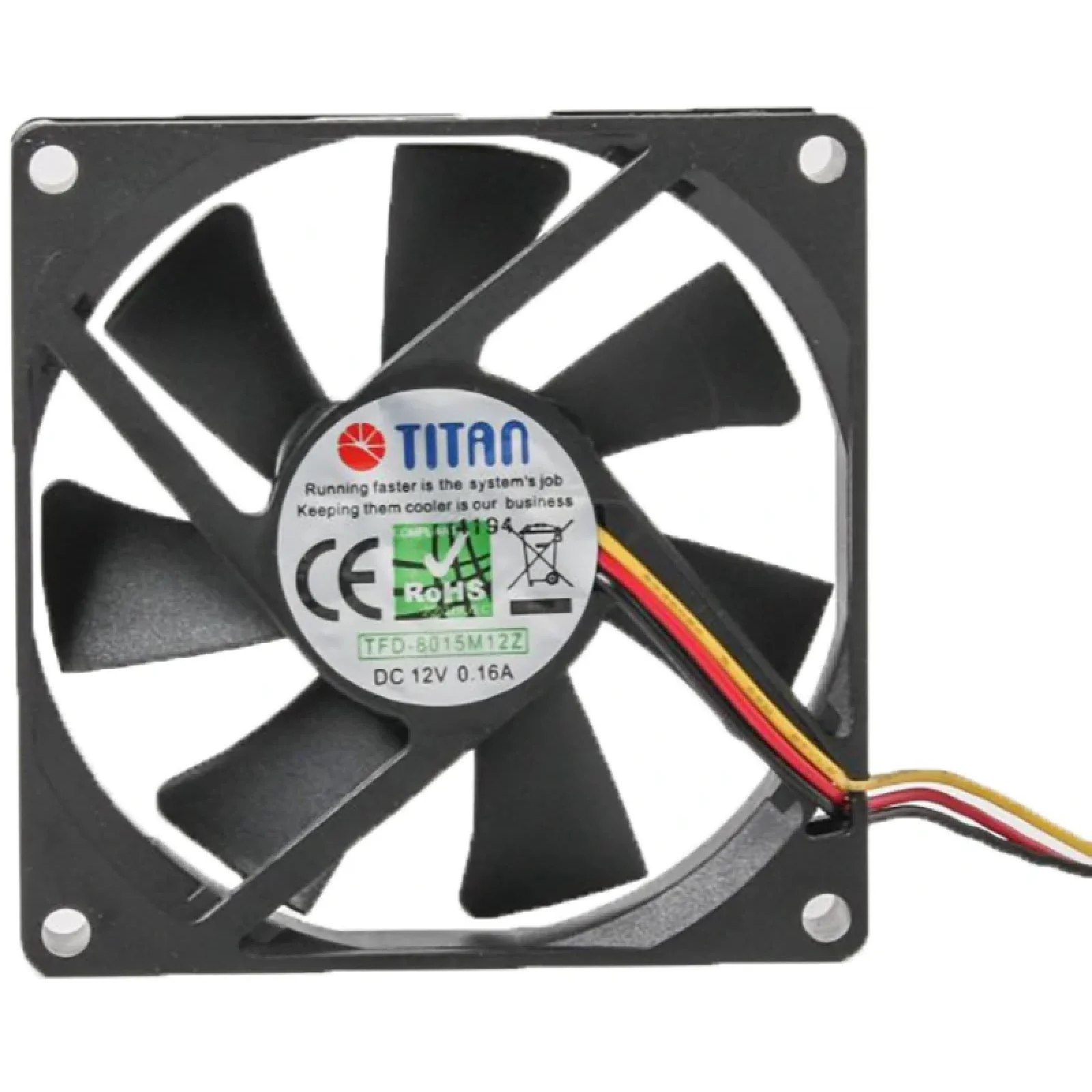 Вентилятор Titan TFD-8015 M 12 Z, 80х80х15мм, 3-pin, черный UA