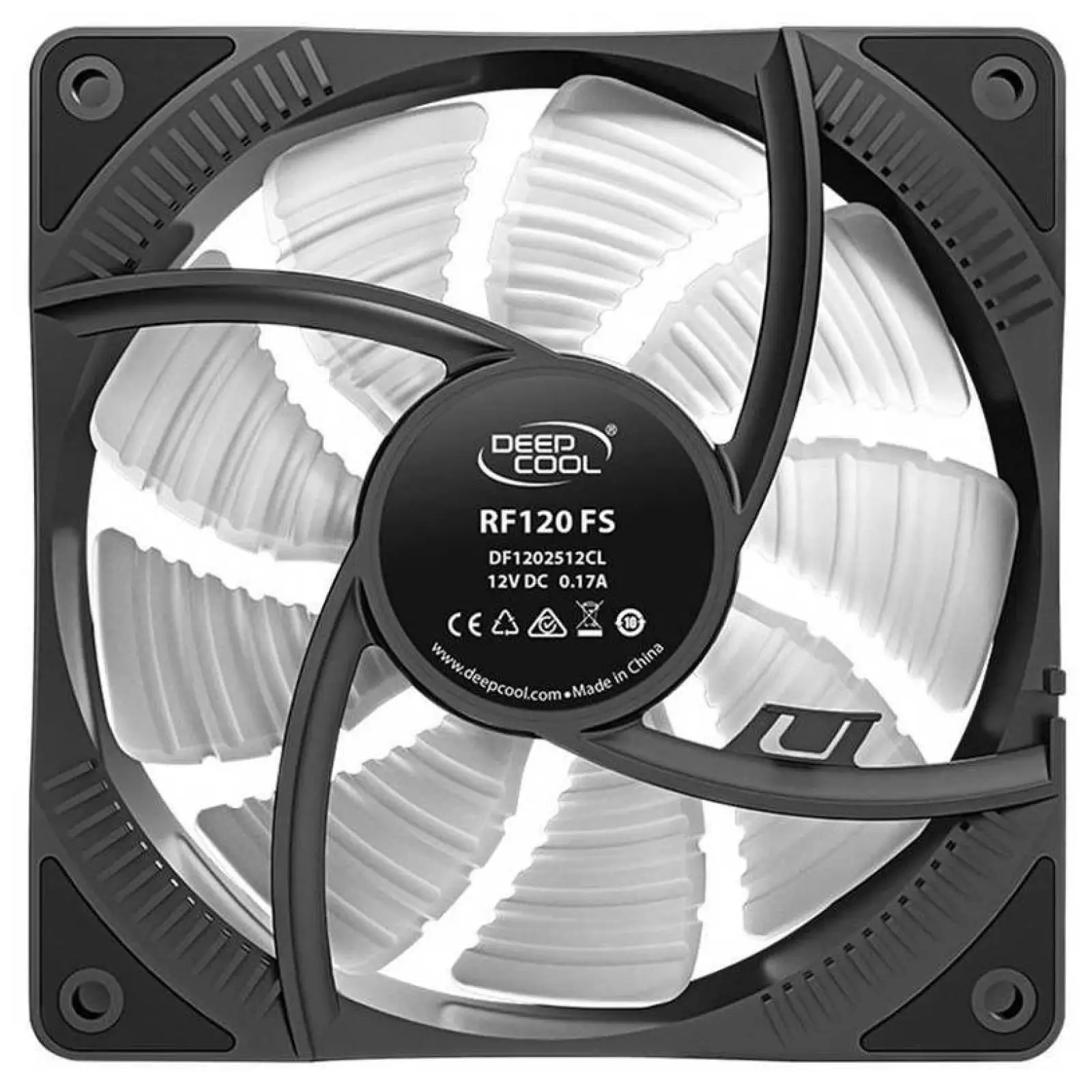 Вентилятор DeepCool RF120FS, 120х120х25 мм, 3-pin, 4-pin, чорний з білим, DP-FLED3-RF120-FS UA