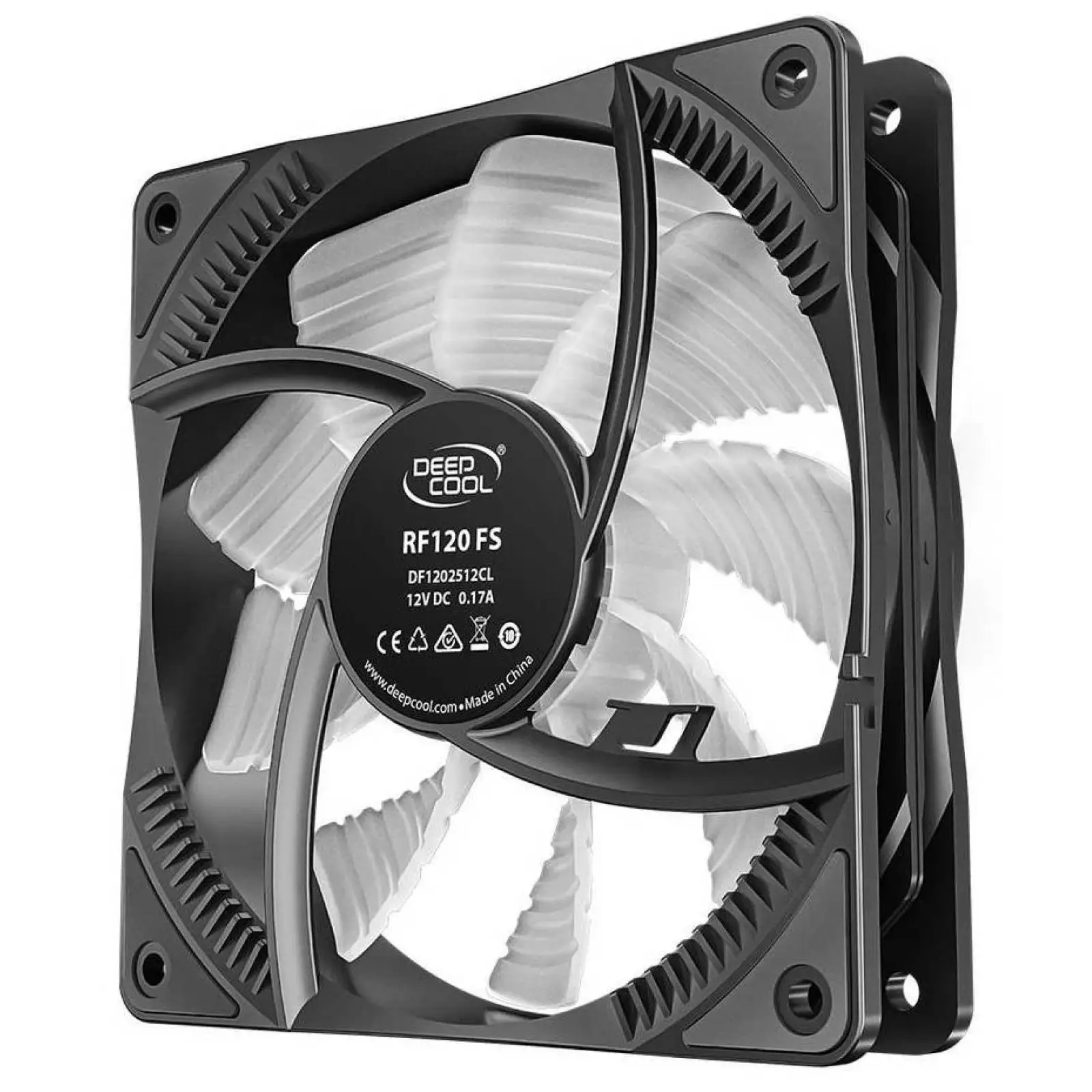 Вентилятор DeepCool RF120FS, 120х120х25 мм, 3-pin, 4-pin, чорний з білим, DP-FLED3-RF120-FS UA