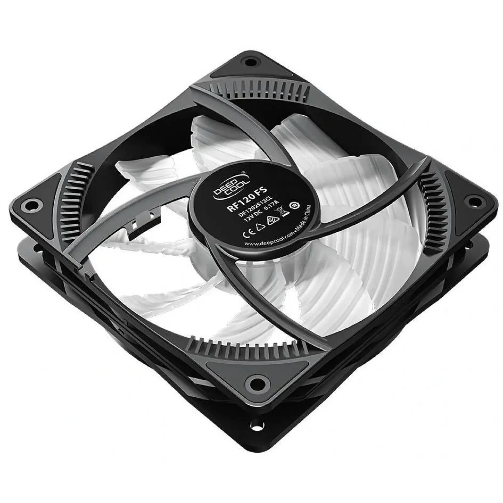 Вентилятор DeepCool RF120FS, 120х120х25 мм, 3-pin, 4-pin, чорний з білим, DP-FLED3-RF120-FS UA