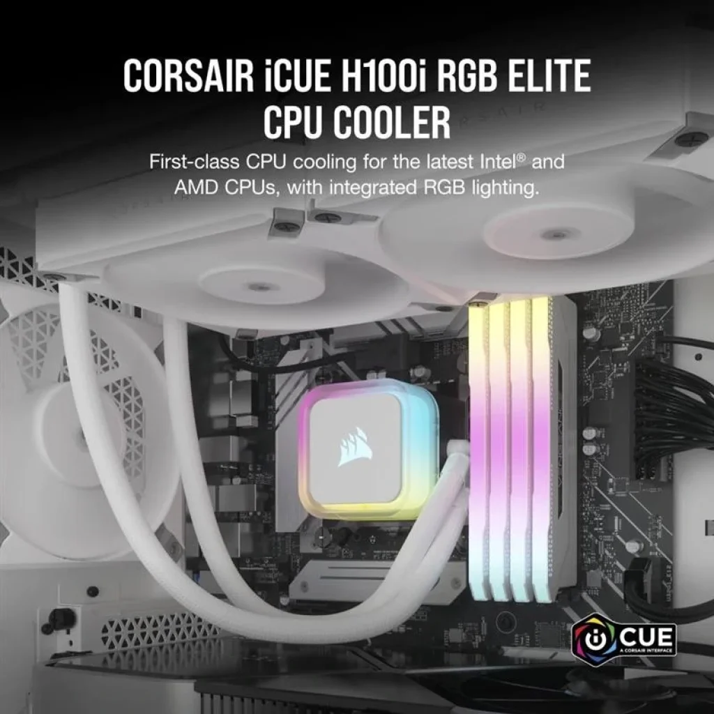 Система водяного охолодження Corsair iCUE H100i RGB Elite Liquid CPU Cooler White (CW-9060078-WW) UA