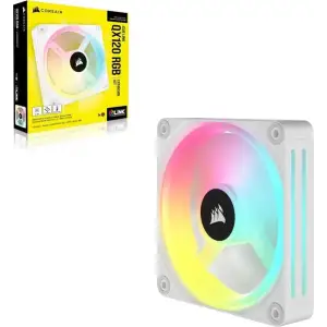 Вентилятор Corsair iCUE Link QX120 RGB PWM White (CO-9051005-WW), 120x120x25мм, 4-pin, білий UA