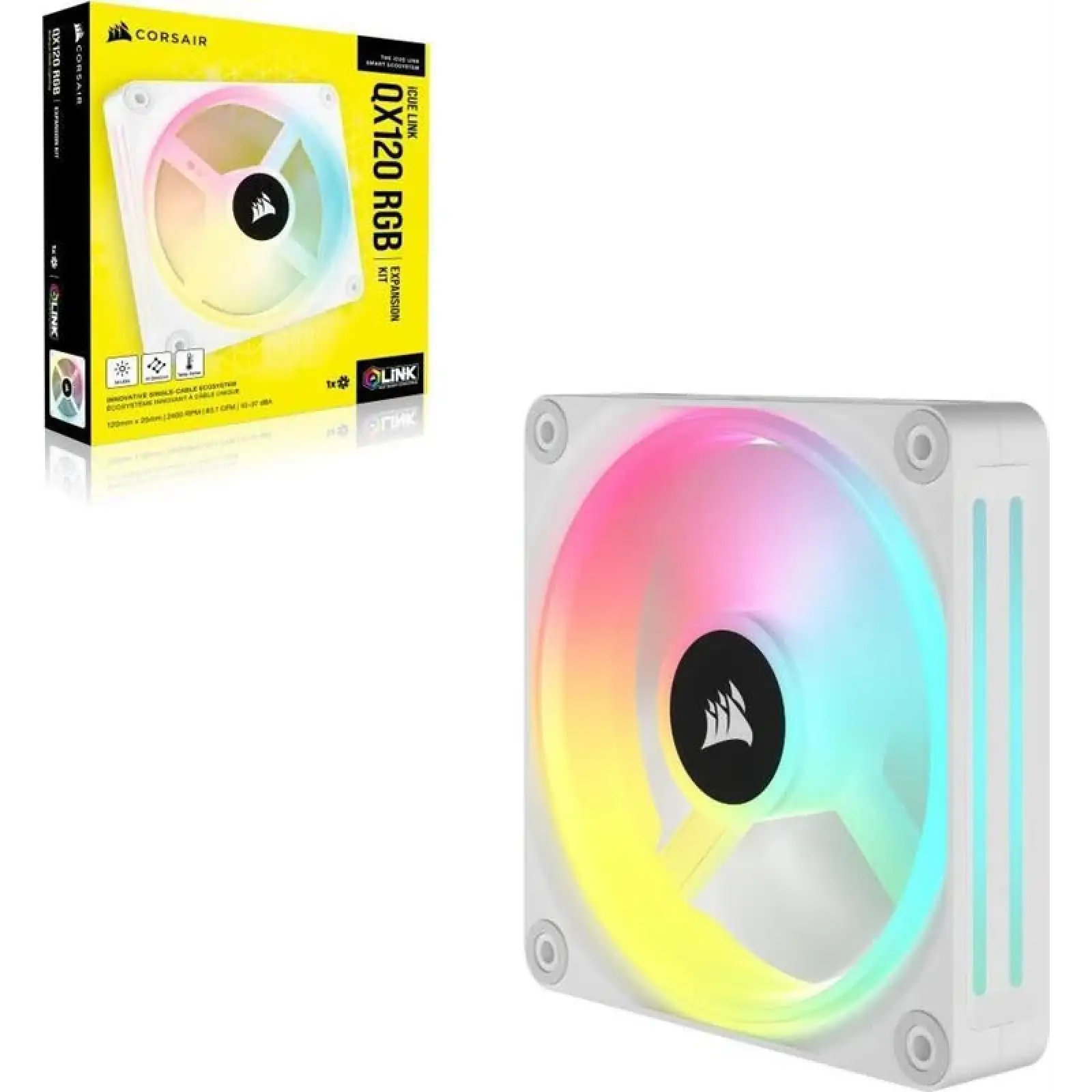 Вентилятор Corsair iCUE Link QX120 RGB PWM White (CO-9051005-WW), 120x120x25мм, 4-pin, білий UA